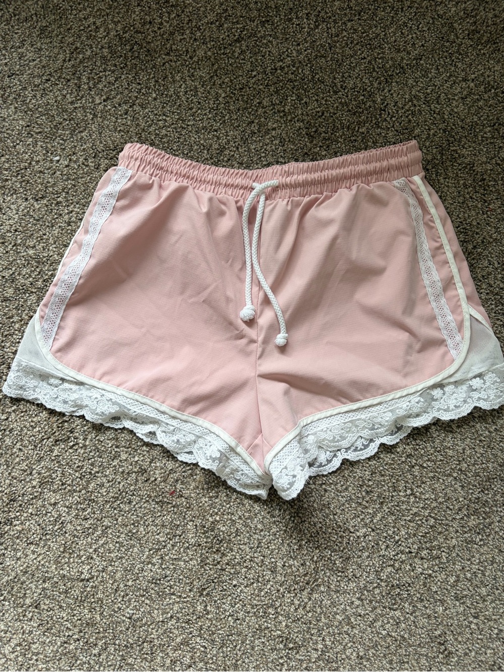 Women's Pink Lace-Trim Shorts